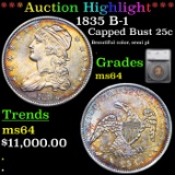 ***Auction Highlight*** 1835 B-1 Capped Bust Quarter 25c Graded ms64 By SEGS (fc)