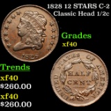 1828 12 STARS C-2 Classic Head half cent 1/2c Grades xf