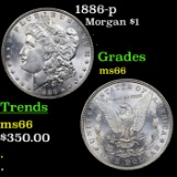 1886-p Morgan Dollar $1 Grades GEM+ Unc