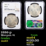 NGC 1886-p Morgan Dollar $1 Graded ms63 By NGC