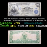 1902 $10 National Currency Third Charter President McKinley The Second National Bank of Wilkesare, P