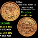 1852 Braided Hair Large Cent 1c Grades Select+ Unc BN