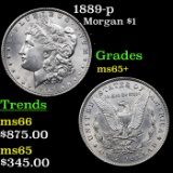 1889-p Morgan Dollar $1 Graded GEM+ Unc