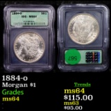 1884-o Morgan Dollar $1 Graded ms64 By ICG