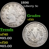 1896 Liberty Nickel 5c Grades vf++
