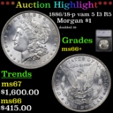***Auction Highlight*** 1886/18-p vam 5 I3 R5 Morgan Dollar $1 Graded ms66+ By SEGS (fc)