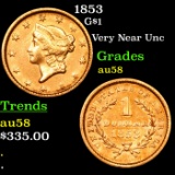 1853 Gold Dollar $1 Grades Choice AU/BU Slider