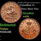 1854 Bank Of Upper Canada Plain 4 Canadian Penny 1c Grades Choice AU/BU Slider