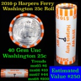 Shotgun Washinton 25c roll, 2016-p Harpers Ferry 40 pcs Unc Roll