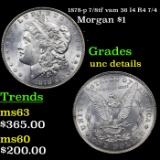 1878-p 7/8tf vam 36 I4 R4 7/4 Morgan Dollar $1 Grades Unc Details