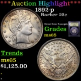 ***Auction Highlight*** 1892-p Barber Quarter 25c Graded GEM Unc By USCG (fc)