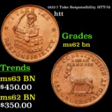 1833 I Take Responsibility HTT-70 Hard Times Token 1c Grades Select Unc BN