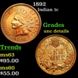 1892 Indian Cent 1c Grades Unc Details