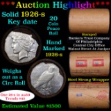 ***Auction Highlight*** Full solid Date 1926-s Peace silver dollar roll, 20 coin (fc)