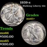 1939-s Walking Liberty Half Dollar 50c Grades GEM+ Unc