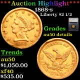 ***Auction Highlight*** 1868-s Gold Liberty Quarter Eagle $2 1/2 Graded au50 details By SEGS (fc)