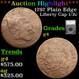 ***Auction Highlight*** 1797 Plain Edge Liberty Cap half cent 1/2c Graded g4 By SEGS (fc)