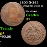 1803 S-243 Draped Bust Large Cent 1c Grades g, good