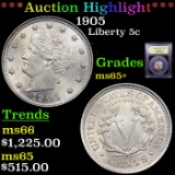 ***Auction Highlight*** 1905 Liberty Nickel 5c Graded GEM+ Unc By USCG (fc)