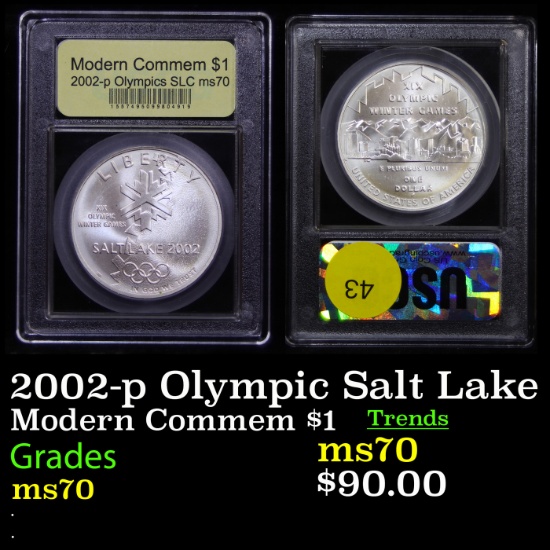 2002-p Olympic Salt Lake Modern Commem Dollar $1 Graded ms70, Perfection by USCG