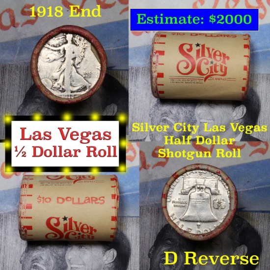 ***Auction Highlight*** Old Casino 50c Roll $10 Halves Las Vegas Casino Silver City 1918 Walker & 'D