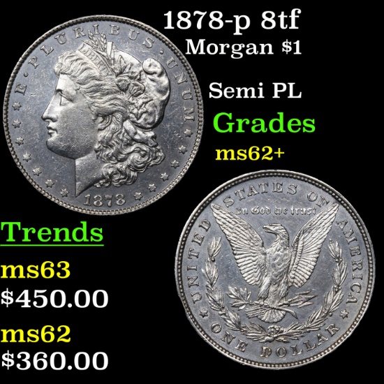 1878-p 8tf Morgan Dollar $1 Grades Select Unc