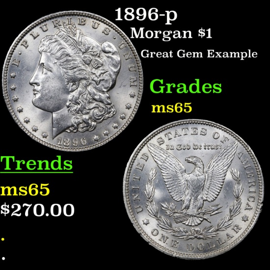 1896-p Morgan Dollar $1 Grades GEM Unc