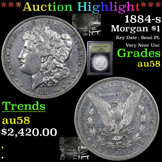 ***Auction Highlight*** 1884-s Morgan Dollar $1 Graded Choice AU/BU Slider By USCG (fc)