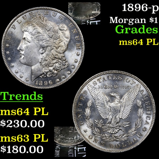 1896-p Morgan Dollar $1 Grades Choice Unc PL