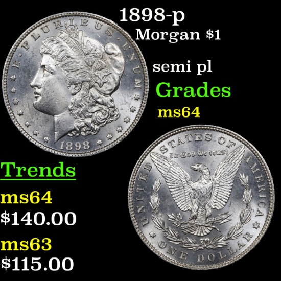1898-p Morgan Dollar $1 Grades Choice Unc