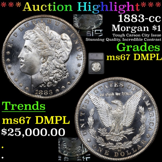 *HIGHLIGHT OF THE ENITR AUCTION* 1883-cc Morgan Dollar $1 Graded ms67 DMPL By SEGS (fc)