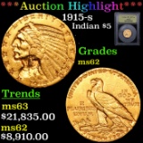 ***Auction Highlight*** 1915-s Gold Indian Half Eagle $5 Graded Select Unc By USCG (fc)