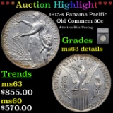 ***Auction Highlight*** 1915-s Panama Pacific Old Commem Half Dollar 50c Graded ms63 details By SEGS