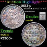 ***Auction Highlight*** 1853-p Seated Liberty Half Dime 1/2 10c Graded ms66 By SEGS (fc)