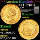 *HIGHLIGHT OF THE NIGHT* 1854 Type 2 Gold Dollar $1 Graded ms65+ By SEGS (fc)