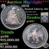 Proof ***Auction Highlight*** 1876 Twenty Cent Piece 20c Graded GEM+ Proof By USCG (fc)