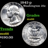 1942-p Washington Quarter 25c Grades GEM+ Unc