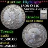 ***Auction Highlight*** 1808 O-110 Capped Bust Half Dollar 50c Graded au53 details By SEGS (fc)