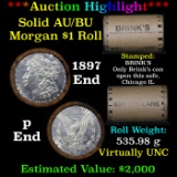 ***Auction Highlight***  AU/BU Slider Brinks Shotgun Morgan $1 Roll 1897 & P Ends Virtually UNC (fc)