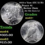 1923-s Vam 1DU I2 R5 Peace Dollar $1 Grades Select+ Unc