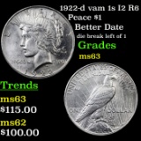 1922-d vam 1s I2 R6 Peace Dollar $1 Grades Select Unc