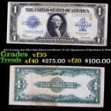 1923 $1 large size Blue Seal Silver Certificate, Fr-237 Signatures of Speelman & White Grades vf++