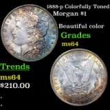 1888-p Colorfully Toned Morgan Dollar $1 Grades Choice Unc