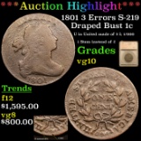***Auction Highlight*** 1801 3 Errors S-219 Draped Bust Large Cent 1c Graded vg10 By SEGS (fc)