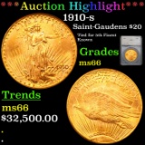 ***Auction Highlight*** 1910-s St. Gaudens Gold $20 Graded ms66 By SEGS (fc)