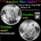 ***Auction Highlight*** 1923-p Near Top POP Peace Dollar $1 Graded ms67 By SEGS (fc)
