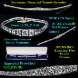 ***Auction Highlight*** Stunning 6.75 Carat Graduated Diamond Tennis Bracelet set in Platinum (fc)