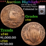 ***Auction Highlight*** 1786 NJ Maris 16-L Protruding Tongue Colonial Cent 1c Graded vf30 By SEGS (f