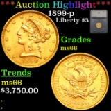 ***Auction Highlight*** 1899-p Gold Liberty Half Eagle $5 Graded ms66 By SEGS (fc)