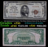 1929 $5 National Currency 'The Chase National Bank Of Ny, Ny' Type 1 Grades vf++
